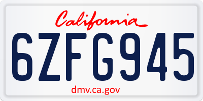 CA license plate 6ZFG945