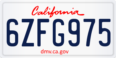 CA license plate 6ZFG975