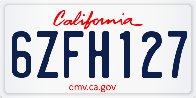 CA license plate 6ZFH127