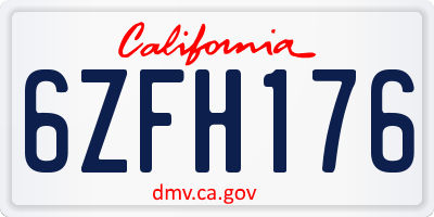 CA license plate 6ZFH176
