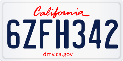 CA license plate 6ZFH342
