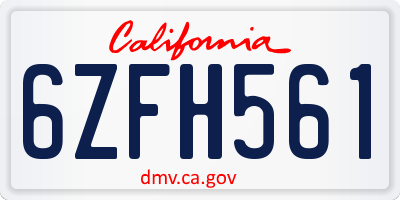 CA license plate 6ZFH561
