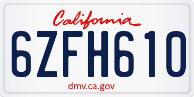 CA license plate 6ZFH610