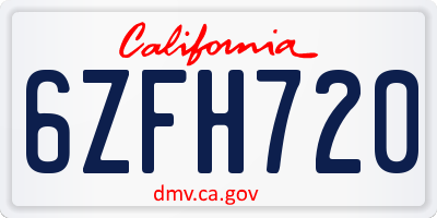 CA license plate 6ZFH720