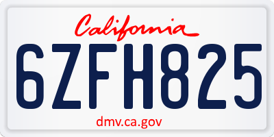 CA license plate 6ZFH825