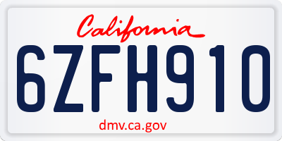 CA license plate 6ZFH910