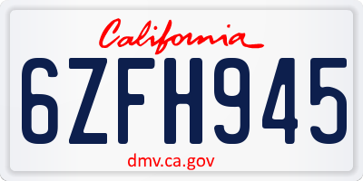 CA license plate 6ZFH945