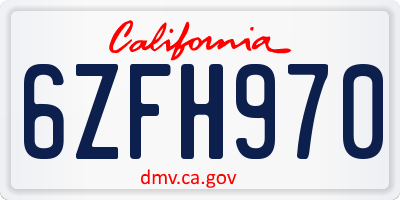 CA license plate 6ZFH970