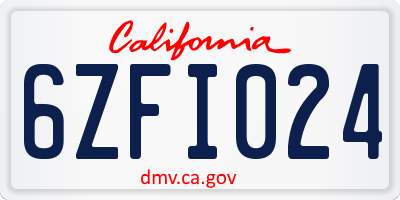 CA license plate 6ZFI024