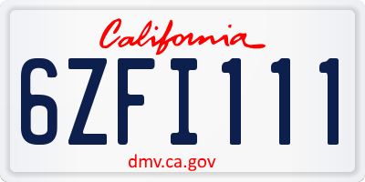 CA license plate 6ZFI111