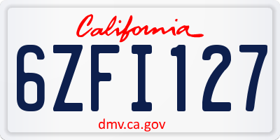 CA license plate 6ZFI127