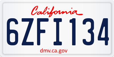 CA license plate 6ZFI134