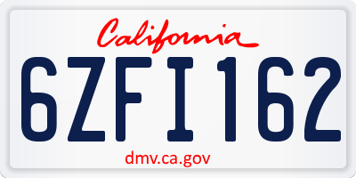 CA license plate 6ZFI162