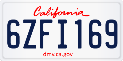CA license plate 6ZFI169