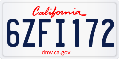 CA license plate 6ZFI172