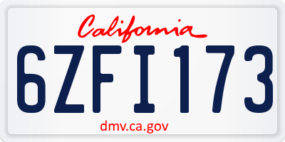 CA license plate 6ZFI173