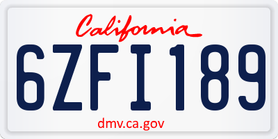 CA license plate 6ZFI189