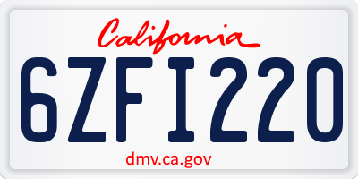 CA license plate 6ZFI220