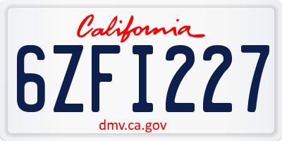 CA license plate 6ZFI227
