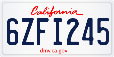 CA license plate 6ZFI245