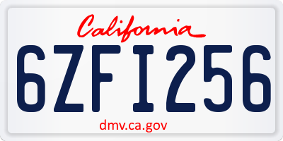 CA license plate 6ZFI256