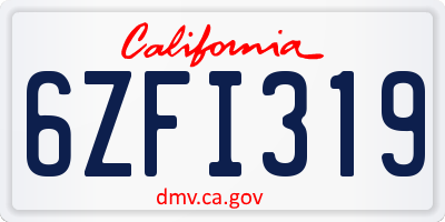 CA license plate 6ZFI319