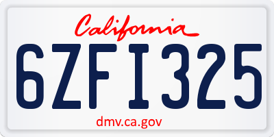 CA license plate 6ZFI325