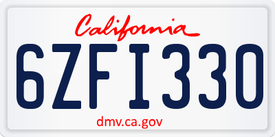 CA license plate 6ZFI330