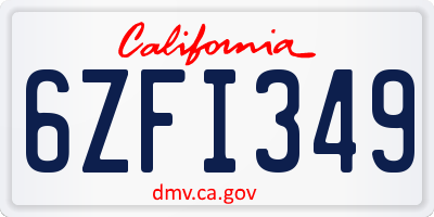 CA license plate 6ZFI349