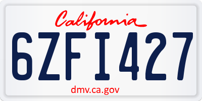 CA license plate 6ZFI427