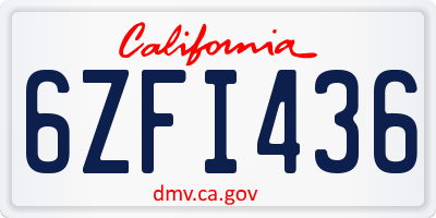 CA license plate 6ZFI436