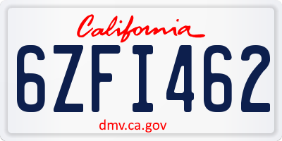 CA license plate 6ZFI462
