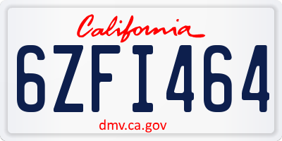 CA license plate 6ZFI464