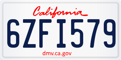CA license plate 6ZFI579