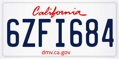 CA license plate 6ZFI684