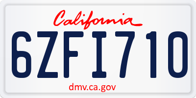 CA license plate 6ZFI710