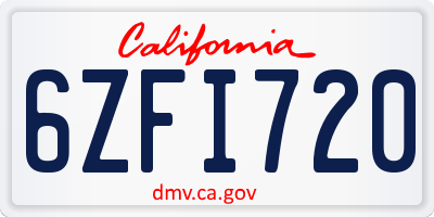 CA license plate 6ZFI720