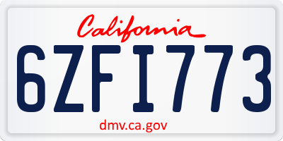 CA license plate 6ZFI773