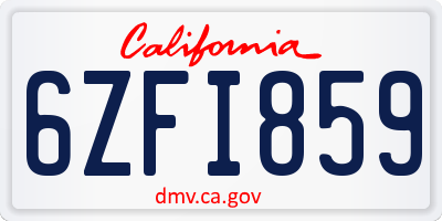 CA license plate 6ZFI859