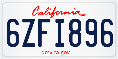 CA license plate 6ZFI896