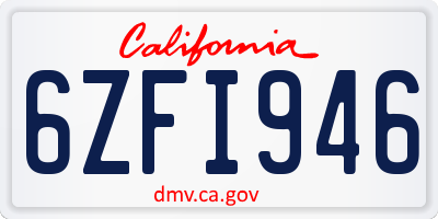 CA license plate 6ZFI946