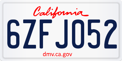 CA license plate 6ZFJ052