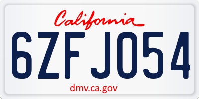 CA license plate 6ZFJ054