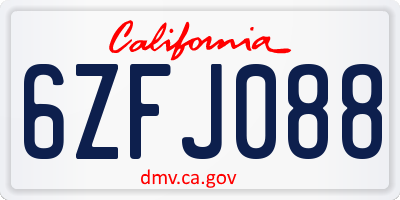 CA license plate 6ZFJ088