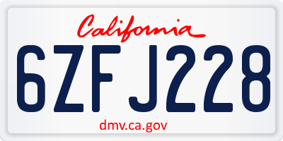 CA license plate 6ZFJ228