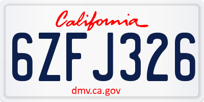 CA license plate 6ZFJ326