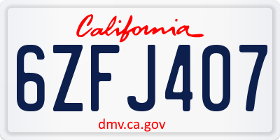 CA license plate 6ZFJ407