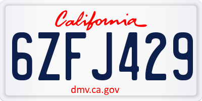 CA license plate 6ZFJ429