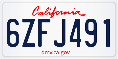 CA license plate 6ZFJ491