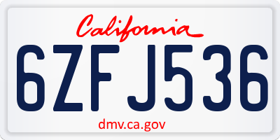 CA license plate 6ZFJ536